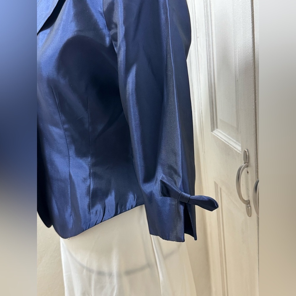 JS Collection Sz 8 Navy Blue Metallic Short Blazer - Picture 3 of 14